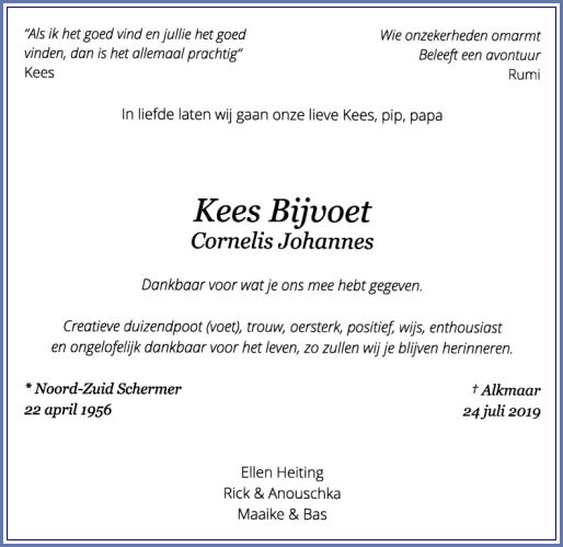 KeesBijvoetOverlijdensbericht